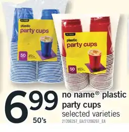 Fortinos no name plastic party cups, 50's offer