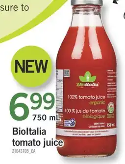 Fortinos BIOITALIA TOMATO JUICE, 750 mL offer