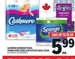 Metro CASHMERE BATHROOM TISSUE, SPONGE PAPER TOWELS OR SCOTTIES FACIAL TISSUE offer
