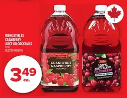 Metro IRRESISTIBLES CRANBERRY JUICE OR COCKTAILS offer