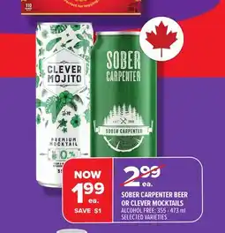 Metro SOBER CARPENTER BEER OR CLEVER MOCKTAILS offer