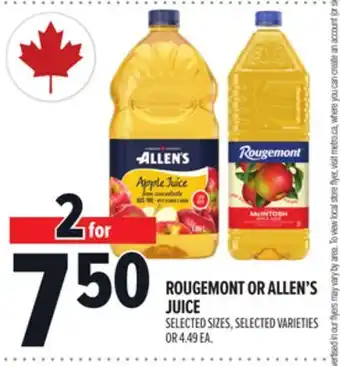 Metro ROUGEMONT OR ALLEN'S JUICE offer