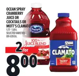 Metro OCEAN SPRAY CRANBERRY JUICE OR COCKTAILS OR MOTT'S CLAMATO offer
