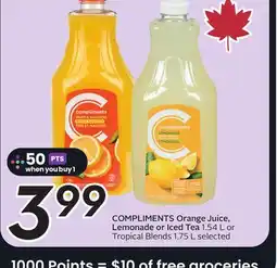 Sobeys COMPLIMENTS Orange Juice, Lemonade or Iced Tea offer