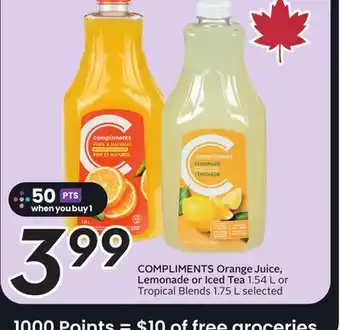 Sobeys COMPLIMENTS Orange Juice, Lemonade or Iced Tea offer