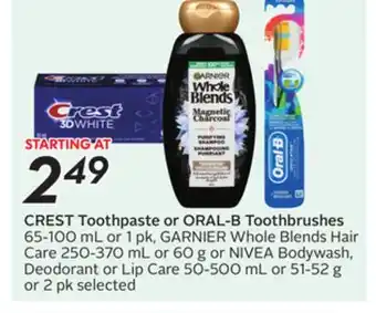Sobeys CREST Toothpaste or ORAL-B Toothbrushes offer