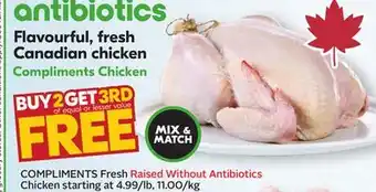Sobeys COMPLIMENTS Fresh Raised Without Antibiotics Chicken offer
