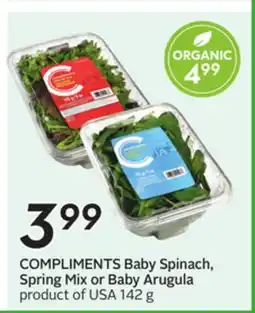Sobeys COMPLIMENTS Baby Spinach, Spring Mix or Baby Arugula offer