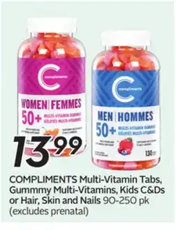 Sobeys COMPLIMENTS Multi-Vitamin Tabs, Gummmy Multi-Vitamins, Kids C & Ds or Hair, Skin and Nails offer