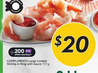 Sobeys COMPLIMENTS Large Cooked Shrimp in Ring with Sauce offer
