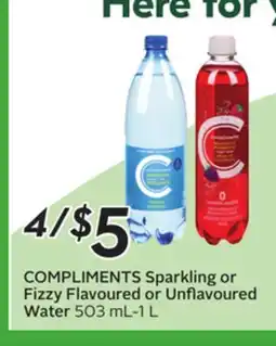 Sobeys COMPLIMENTS Sparkling or Fizzy Flavoured or Unflavoured Water offer