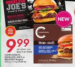 Sobeys COMPLIMENTS, SHOELESS JOE'S or BELMONT Burgers offer