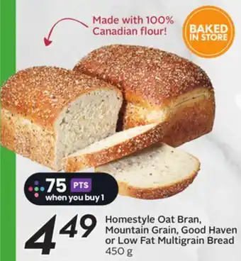 Sobeys Homestyle Oat Bran, Mountain Grain, Good Haven or Low Fat Multigrain Bread offer