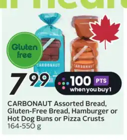 Sobeys CARBONAUT Assorted Bread, Gluten-Free Bread, Hamburger or Hot Dog Buns or Pizza Crusts offer