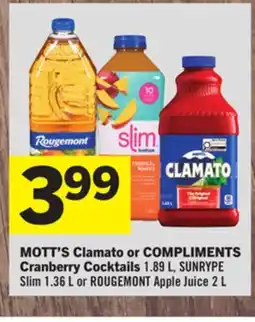 Foodland MOTT'S Clamato or COMPLIMENTS Cranberry Cocktails offer