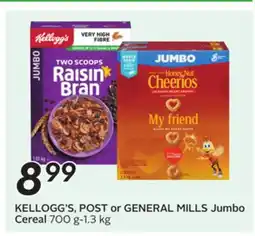 Sobeys KELLOGG'S, POST or GENERAL MILLS Jumbo Cereal offer