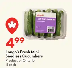 Longo's Fresh Mini Seedless Cucumbers offer