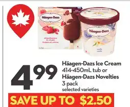 Longo's Ice Cream 414-450mL tub or Häagen-Dazs Novelties 3 pack offer