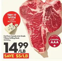 Longo's Cut from Canada AAA Grade T-Bone Grilling Steak offer