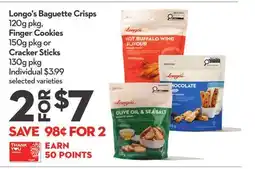 Longo's Baguette Crisps 120g pkg, Finger Cookies 150g pkg or Cracker Sticks 130g pkg offer