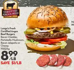 Longo's Fresh Certified Angus Beef Burgers offer
