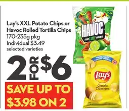 Longo's Lay's XXL Potato Chips or Havoc Rolled Tortilla Chips offer