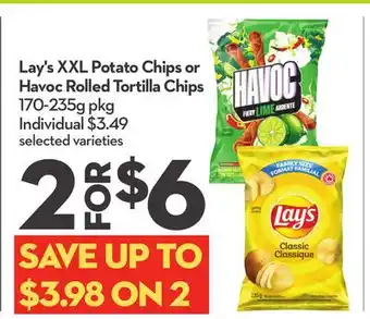 Longo's Lay's XXL Potato Chips or Havoc Rolled Tortilla Chips offer