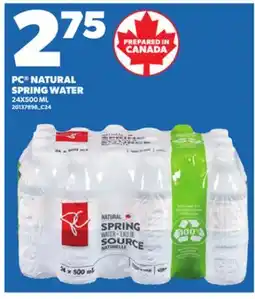 Loblaws PC NATURAL SPRING WATER, 24X500 ML offer