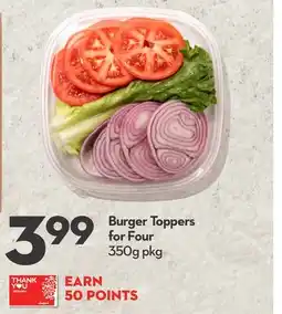 Longo's Burger Toppers for Four offer