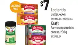 Loblaws LACTANTIA BUTTER, 454 G KRAFT PARMESAN SHREDDED CHEESE, 200 G offer