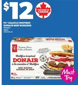 Loblaws PC HALIFAX INSPIRED DONAIR BEEF BURGERS, 668G offer
