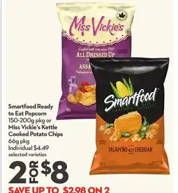Longo's Ready to Eat Popcorn 150-200g pkg or Kettle Cooked Potato Chips 66g pkg offer