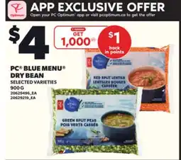Loblaws PC BLUE MENU DRY BEAN, 900G offer
