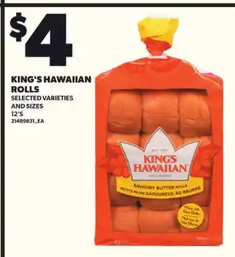 Loblaws KING'S HAWAIIAN ROLLS, 12'S offer