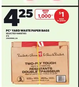 Loblaws PC YARD WASTE PAPER BAGS, 5'S offer
