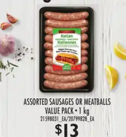 Loblaws MARCANGELO ASSORTED SAUSAGES OR MEATBALLS, 1KG offer