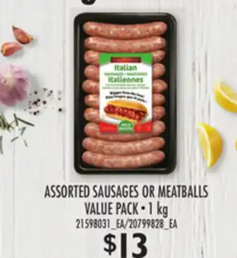 Loblaws MARCANGELO ASSORTED SAUSAGES OR MEATBALLS, 1KG offer