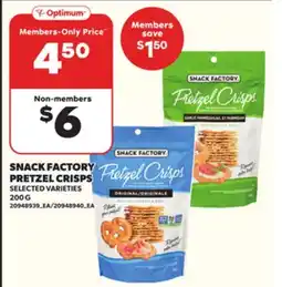 Loblaws SNACK FACTORY PRETZEL CRISPS, 200G offer