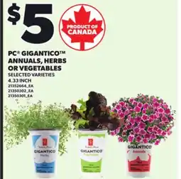 Loblaws PC GIGANTICO ANNUALS, HERBS OR VEGETABLES, 4.33INCH offer