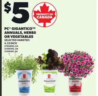 Loblaws PC GIGANTICO ANNUALS, HERBS OR VEGETABLES, 4.33INCH offer
