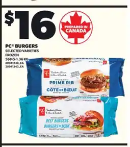 Loblaws PC BURGERS, 568G-1.36KG offer