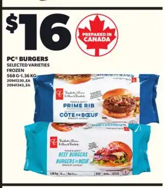 Loblaws PC BURGERS, 568G-1.36KG offer
