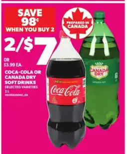 Loblaws COCA-COLA OR CANADA DRY SOFT DRINKS, 2 L offer