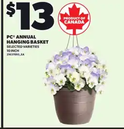 Loblaws PC ANNUAL HANGING BASKET, 10 INCH offer