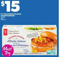 Loblaws PC THE ULTIMATE ATLANTIC SALMON BURGERS, 500G offer