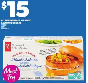 Loblaws PC THE ULTIMATE ATLANTIC SALMON BURGERS, 500G offer