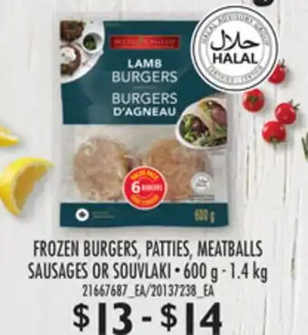Loblaws FROZEN BURGERS, PATTIES, MEATBALLS SAUSAGES OR SOUVLAKI • 600g - 1.4kg offer