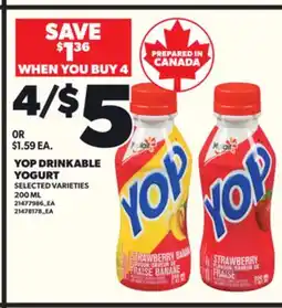Loblaws YOP DRINKABLE YOGURT, 200ML offer
