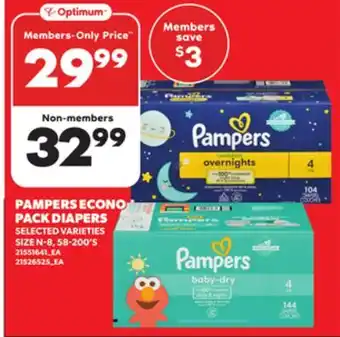 Loblaws PAMPERS ECONO PACK DIAPERS, SIZE N-8, 58-200'S offer