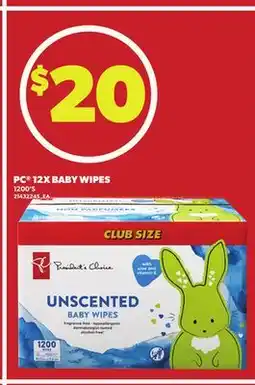 Loblaws PC 12X BABY WIPES, 1200'S offer